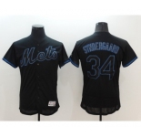 Men's Majestic New York Mets #34 Noah Syndergaard Lights Out Black Flexbase Authentic Collection MLB Jersey
