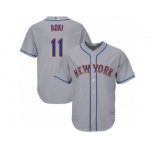 New York Mets #11 Norichika Aoki Replica Grey Road Cool Base MLB Jersey