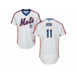 New York Mets #11 Norichika Aoki White Royal Flexbase Authentic Collection MLB Jersey