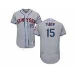 New York Mets #15 Tim Tebow Grey Flexbase Authentic Collection Stitched MLB Jersey
