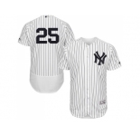 Men New York Yankees #25 Gleyber Torres White Strip Flexbase Authentic Collection Stitched MLB Jersey