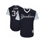 Men's 2017 Little League World Series Yankees #34 Jaime Garcia J Gar Navy Jersey
