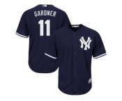 Men's Majestic New York Yankees #11 Brett Gardner Replica Navy Blue Alternate MLB Jersey