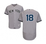 Men's Majestic New York Yankees #18 Johnny Damon Grey Road Flex Base Authentic Collection MLB Jersey