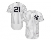 Men's Majestic New York Yankees #21 Paul O'Neill White Navy Flexbase Authentic Collection MLB Jersey
