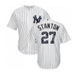 Men's Majestic New York Yankees #27 Giancarlo Stanton Authentic White Team Logo Fashion MLB Jersey