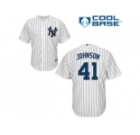 Men's Majestic New York Yankees #41 Randy Johnson Authentic White Home MLB Jersey
