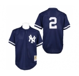 Men's Mitchell and Ness Practice New York Yankees #2 Derek Jeter Authentic Navy Blue Throwback MLB Jersey