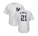 Men's New York Yankees #21 Paul O'Neill Authentic White Team Logo Fashion Baseball Jersey