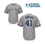 Men's New York Yankees #41 Miguel Andujar Replica Grey Road Baseball Jersey