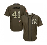 Men's New York Yankees #41 Randy Johnson Authentic Green Salute to Service Baseball Jersey