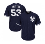 Men's New York Yankees #53 Zach Britton Replica Navy Blue Alternate Baseball Jersey