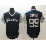 Men's New York Yankees #99 Aaron Judge Authentic Navy Blue Baseball Jersey