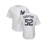 New York Yankees #52 C.C. Sabathia White Strip Team Logo Fashion Stitched MLB Jersey