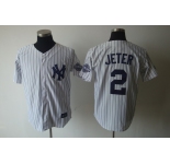 mlb new york yankees #2 jeter white(black strip)[3000 hits patch].带名有水印