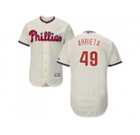 Men Philadelphia Phillies #49 Jake Arrieta Cream Flexbase Authentic Collection Stitched MLB Jersey
