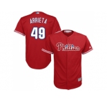 Men Philadelphia Phillies #49 Jake Arrieta Red New Cool Base Stitched MLB Jersey