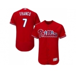 Men Philadelphia Phillies #7 Maikel Franco Red Flexbase Authentic Collection Stitched MLB Jersey