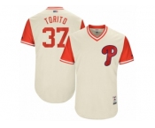 Men's 2017 Little League World Series Phillies #37 Odubel Herrera Torito Tan Jersey