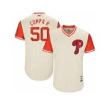 Men's 2017 Little League World Series Phillies #50 Hector Neris Compa H Tan Jersey