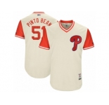 Men's 2017 Little League World Series Phillies #51 Ricardo Pinto Pinto Bean Tan Jersey
