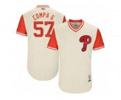 Men's 2017 Little League World Series Phillies #57 Luis Garcia Compa G Tan Jersey
