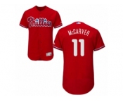 Men's Majestic Philadelphia Phillies #11 Tim McCarver Red Flexbase Authentic Collection MLB Jersey
