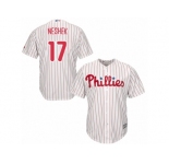 Men's Majestic Philadelphia Phillies #17 Pat Neshek Replica White Red Strip Home Cool Base MLB Jersey