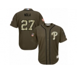 Men's Majestic Philadelphia Phillies #27 Aaron Nola Authentic Green Salute to Service MLB Jersey