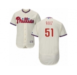 Men's Majestic Philadelphia Phillies #51 Carlos Ruiz Cream Flexbase Authentic Collection MLB Jersey