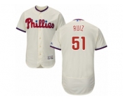 Men's Majestic Philadelphia Phillies #51 Carlos Ruiz Cream Flexbase Authentic Collection MLB Jersey
