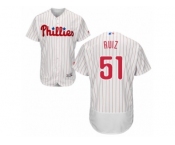Men's Majestic Philadelphia Phillies #51 Carlos Ruiz White Red Strip Flexbase Authentic Collection MLB Jersey