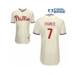Men's Majestic Philadelphia Phillies #7 Maikel Franco Authentic Cream Alternate Cool Base MLB Jersey