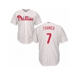 Men's Majestic Philadelphia Phillies #7 Maikel Franco Authentic White Red Strip Home Cool Base MLB Jersey