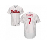 Men's Majestic Philadelphia Phillies #7 Maikel Franco White Red Strip Flexbase Authentic Collection MLB Jersey