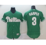 Men's Philadelphia Phillies #3 Bryce Harper Majestic Green Home Flexbase Authentic Collection Player Jersey