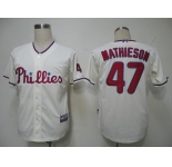 mlb jerseys philadephia phillies #47 mathieson cream (cool base)