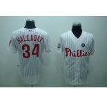 mlb philadelphia phillies #34 halladay white(red strip)