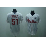 mlb philadelphia phillies #51 RUIZ 2009 world series white(red strip)