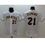 Men Pittsburgh Pirates #21 Roberto Clemente Majestic white Flexbase Authentic Collection Player Jersey