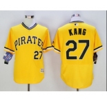 Men Pittsburgh Pirates #27 Jung Ho Kang Majestic yellow Flexbase Authentic Collection Player Jersey