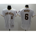 Men Pittsburgh Pirates #6 Starling Marte Majestic White Flexbase Authentic Collection Player Jersey