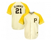 Men's Majestic Pittsburgh Pirates #21 Roberto Clemente Replica Cream Gold Exclusive Cool Base MLB Jersey