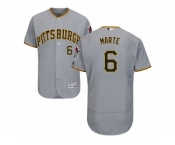 Men's Majestic Pittsburgh Pirates #6 Starling Marte Grey Flexbase Authentic Collection MLB Jersey