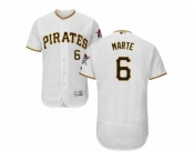 Men's Majestic Pittsburgh Pirates #6 Starling Marte White Flexbase Authentic Collection MLB Jersey