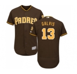 Men's Majestic San Diego Padres #13 Freddy Galvis Brown Alternate Flex Base Authentic Collection MLB Jersey