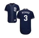 Men's Majestic San Diego Padres #3 Clayton Richard Navy Blue Alternate Flex Base Authentic Collection MLB Jersey
