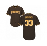 Men's Majestic San Diego Padres #33 James Shields Authentic Brown Alternate Cool Base MLB Jersey