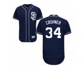 Men's Majestic San Diego Padres #34 Andrew Cashner Navy Blue Flexbase Authentic Collection MLB Jersey