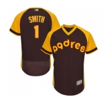 Men's San Diego Padres #1 Ozzie Smith Brown Alternate Cooperstown Authentic Collection Flex Base Baseball Jersey